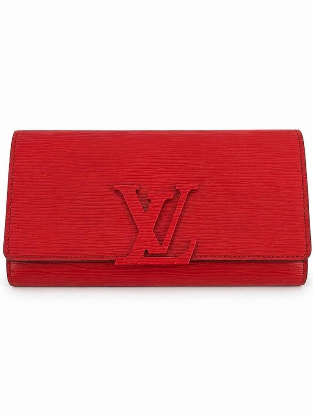 Louis Vuitton Coquelicot Red Epi Leather Louise Long Flap Wallet LV Logo